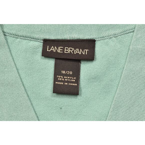 Lane Bryant Women's Plus Size 18/20 Aqua Blue Ribbed V-Neck Sweater Top - Picture 8 of 8